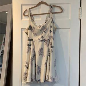 Floral Mini Dress With Lace Up Back